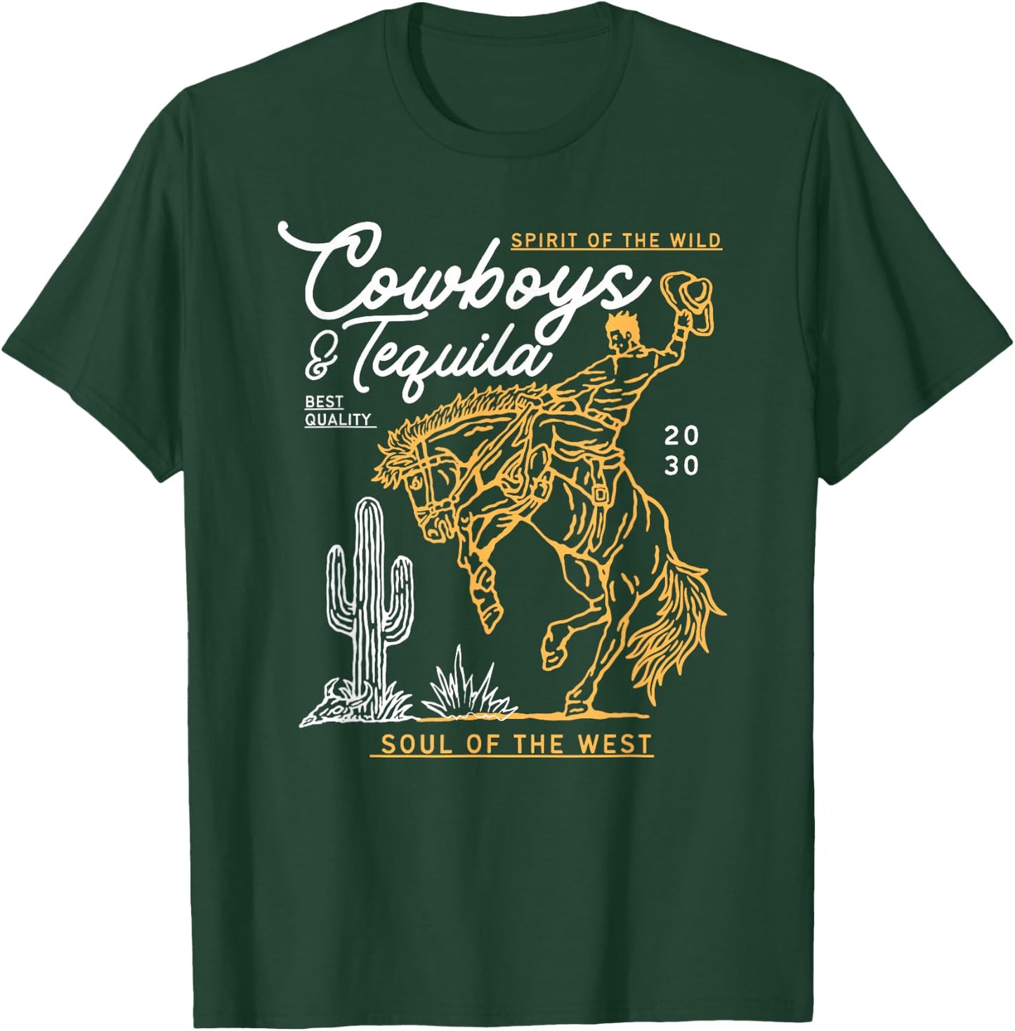 Cowboys And Tequila Country Rodeo Vintage Horse Riding Texas T-Shirt - T-Shirt | Forest