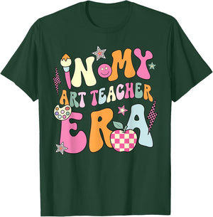 Retro Groovy In My Art Teacher Era Back To School T-Shirt - T-Shirt | Forest