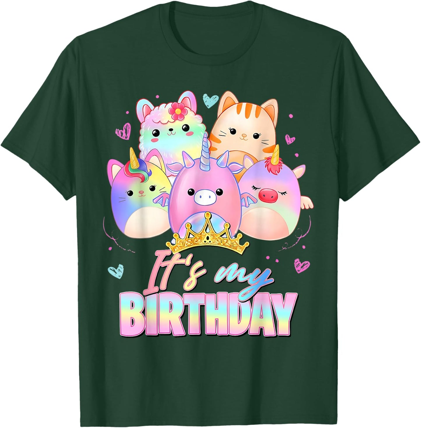 Cute It's My Birthday Girl Squish Squad Funny Birthday Party T-Shirt - T-Shirt | Forest