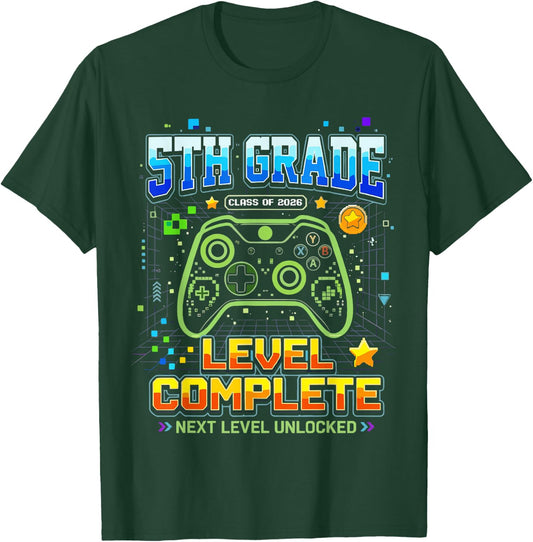Gaming Graduation Shirt, 5th Grade Level Complete T-Shirt - T-Shirt | Forest