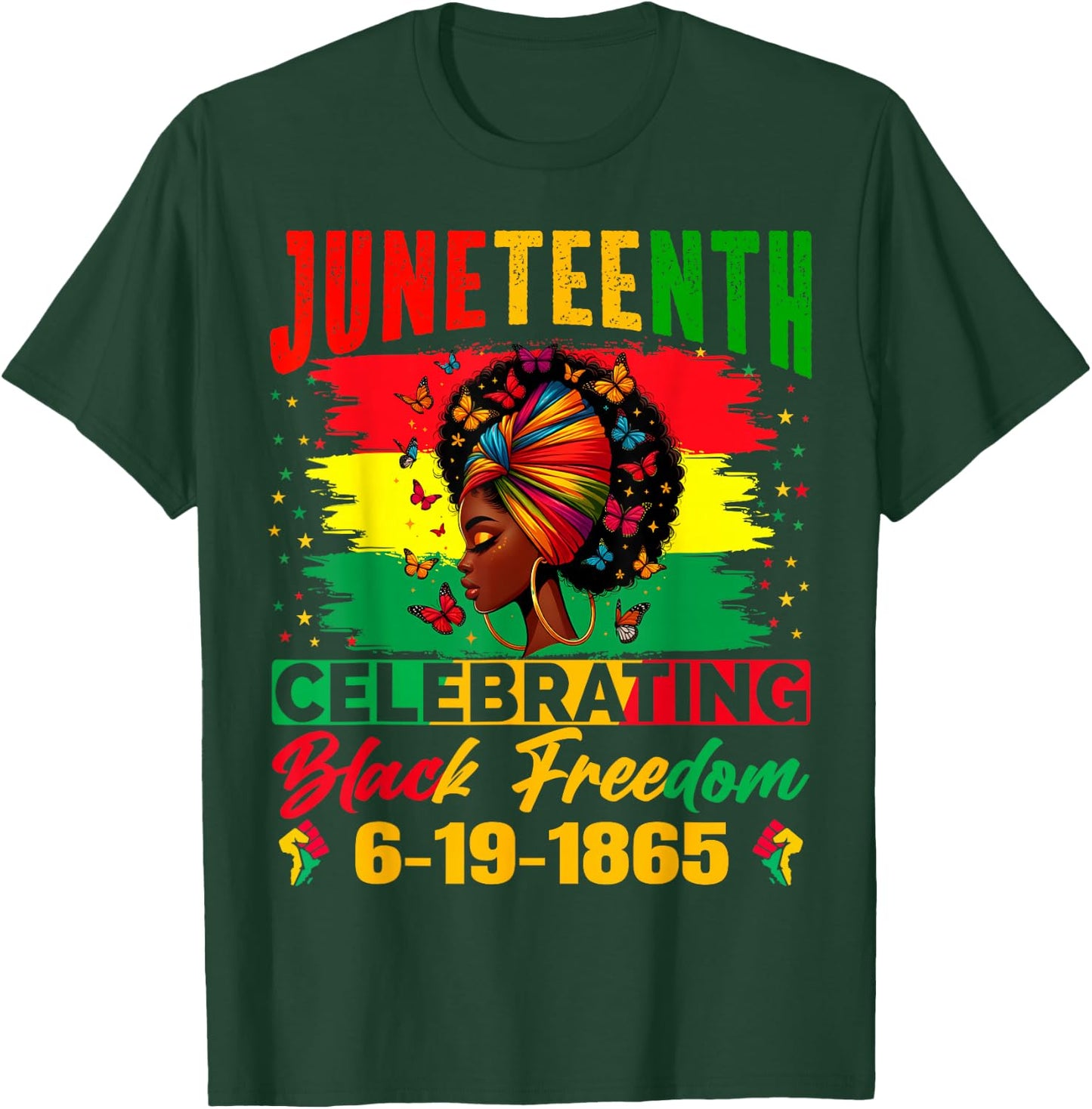 Juneteenth Women Celebrating Black Freedom Juneteenth 1865 T-Shirt - T-Shirt | Forest