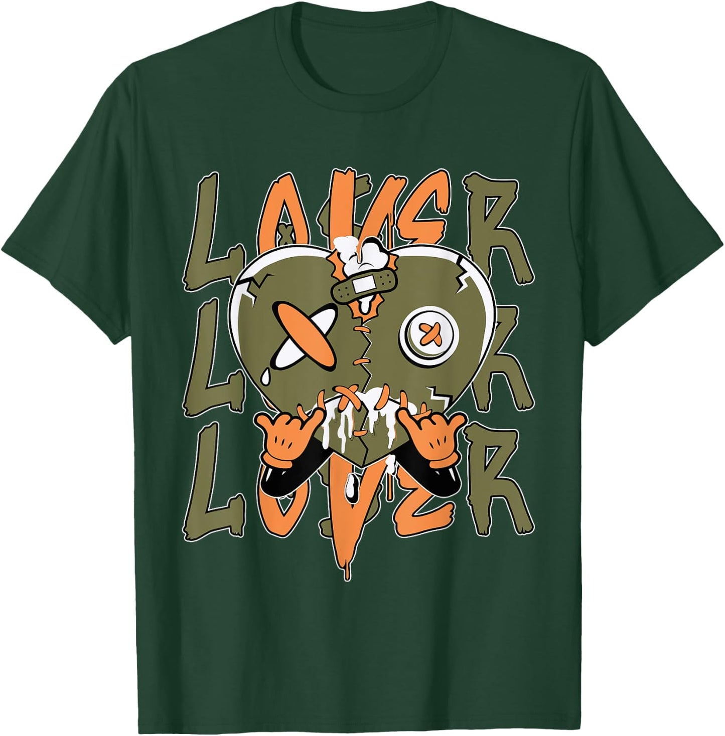 Loser Lover Drip Heart Olive Green 5s Matching Women T-Shirt - T-Shirt | Forest