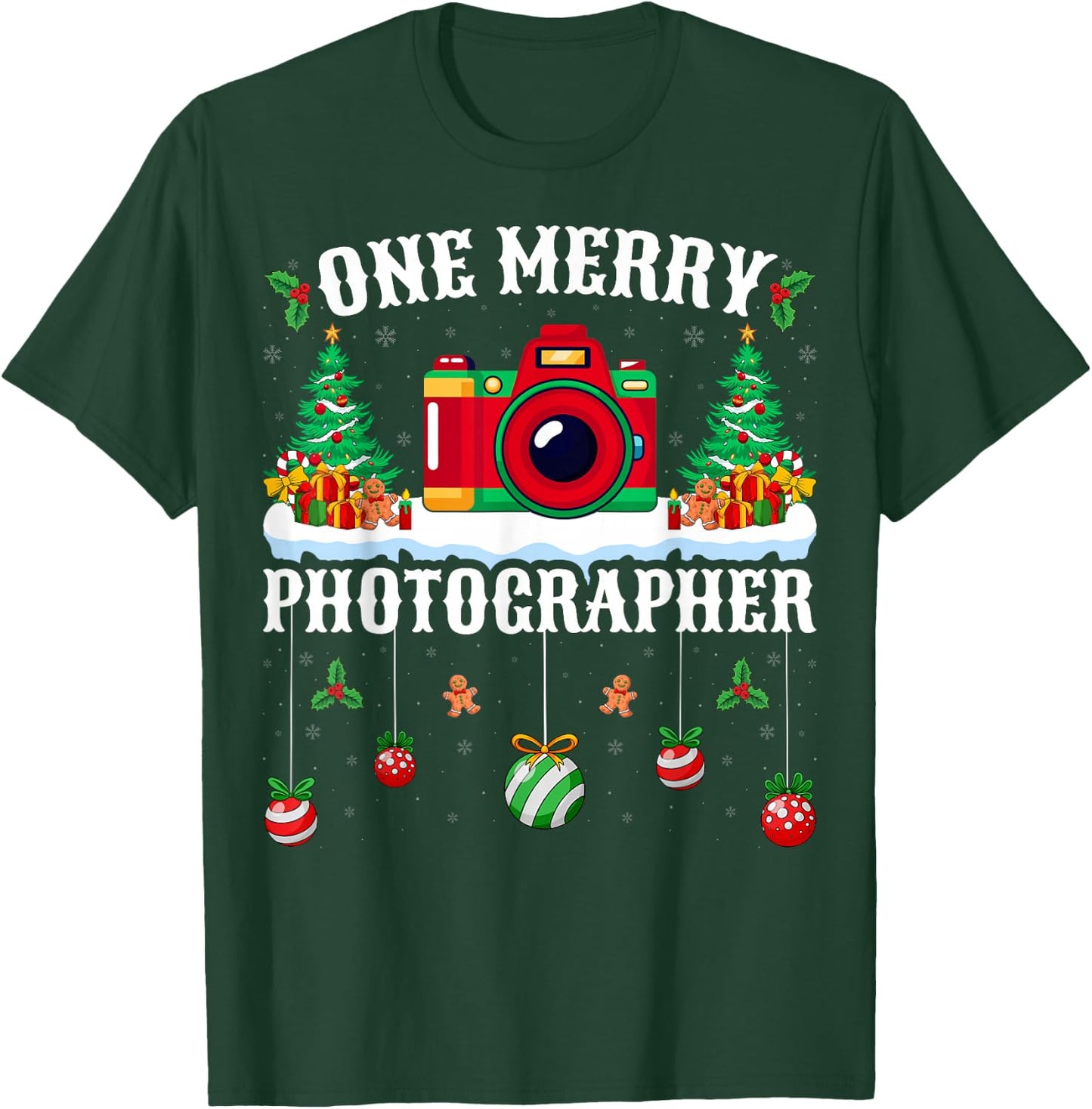 One Merry Photographer Xmas Holiday Photography Christmas T-Shirt - T-Shirt | Forest