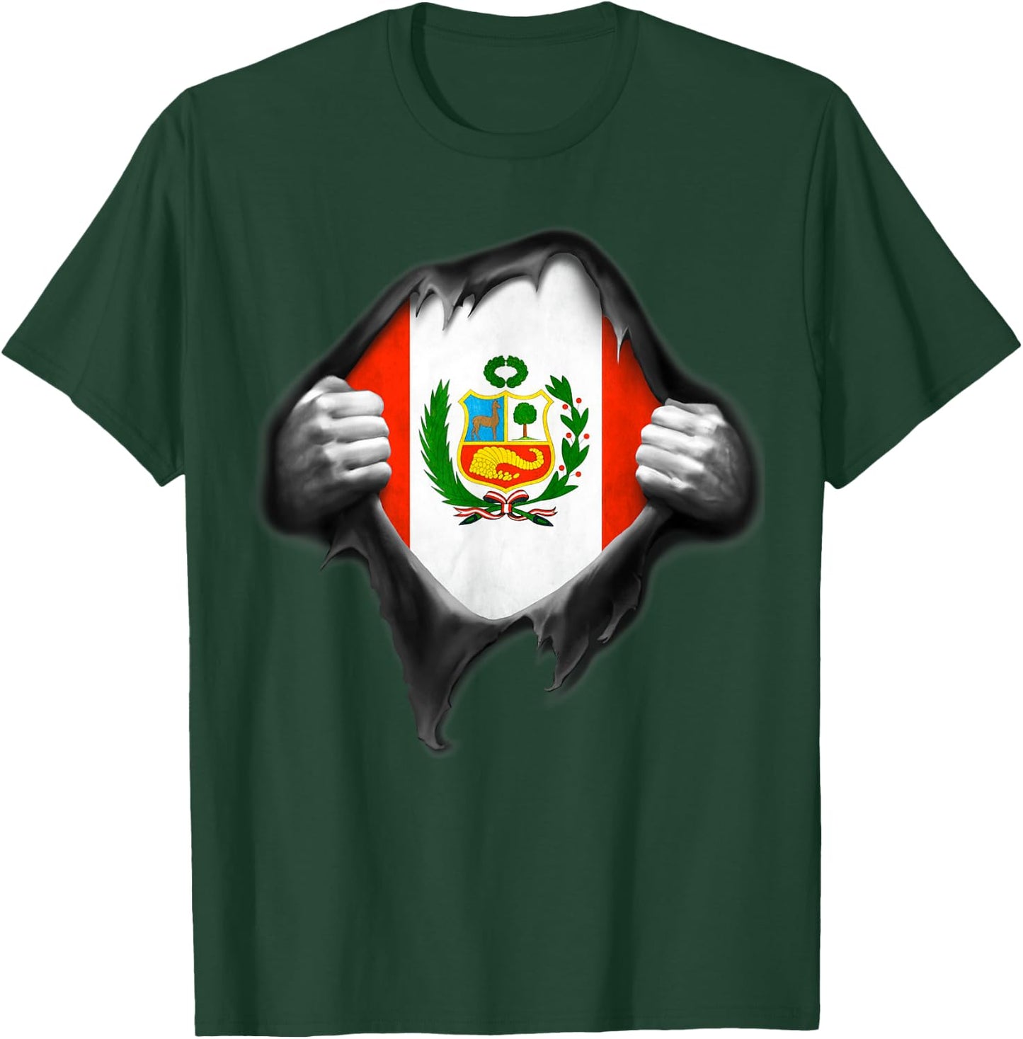 Peru Flag T Shirt. Proud Peruvian T-Shirt - T-Shirt | Forest