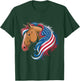 4th Of July Horse Lovers Red White And Blue American Flag T-Shirt - T-Shirt | Forest