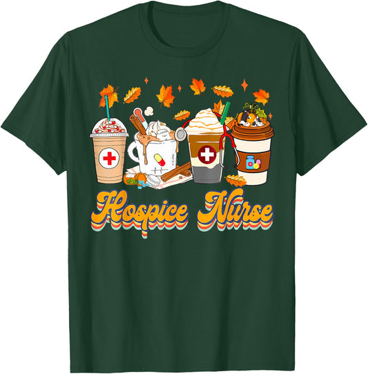 Vintage Hospice Nurse Fall Vibes Autumn Season Clothing T-Shirt - T-Shirt | Forest