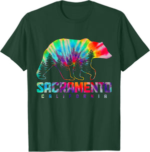 Sacramento California Tie Dye Bear Pride Outdoor Vintage T-Shirt - T-Shirt | Forest