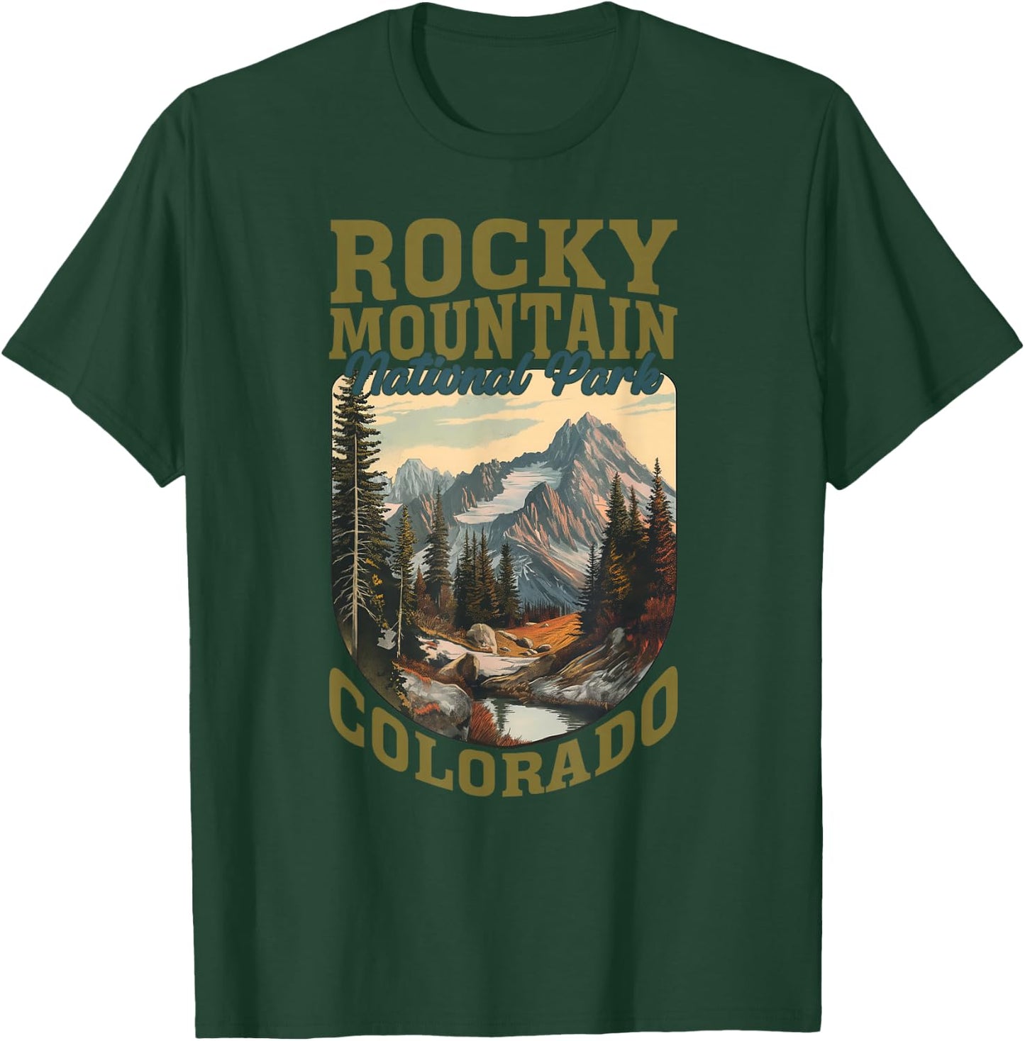 U.S. National Parks Vintage Travel Souvenir -Adults, -Kids Black Small Retro National Park T-Shirt - T-Shirt | Forest