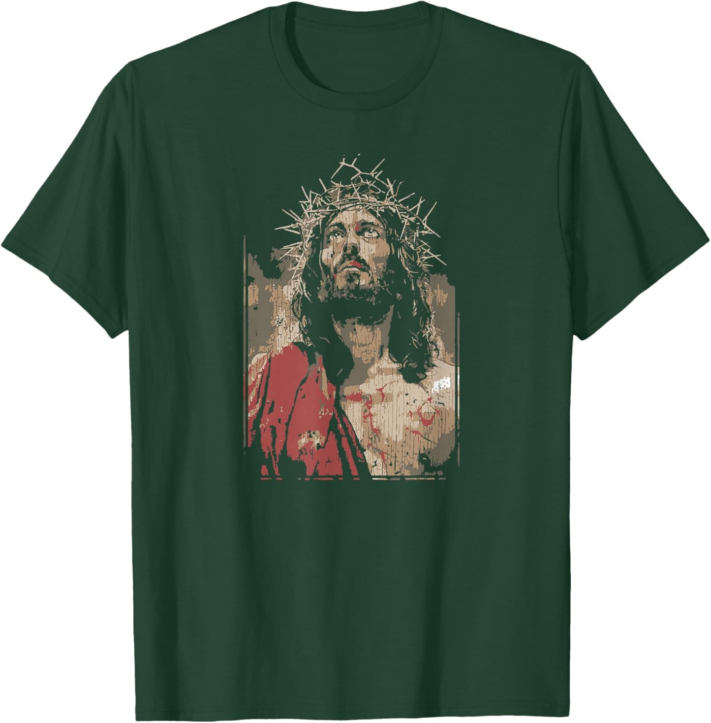 Face Of Jesus On A Cross With Crown Of Thorns T-Shirt - T-Shirt | Forest