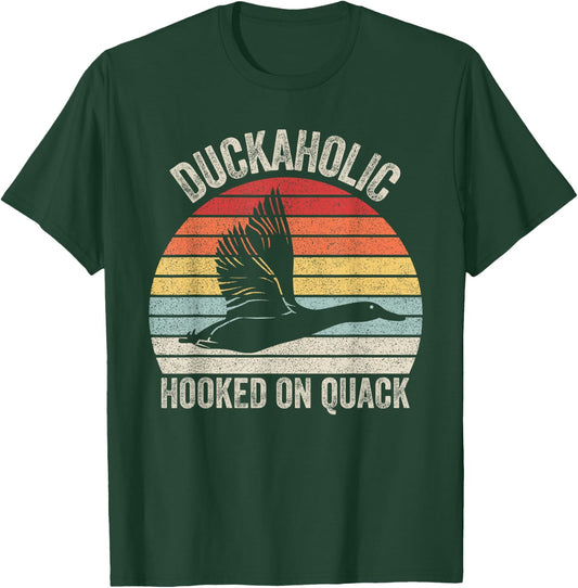 Vintage Retro Duckaholic Hooked On Quack Hunter Gifts T-Shirt - T-Shirt | Forest