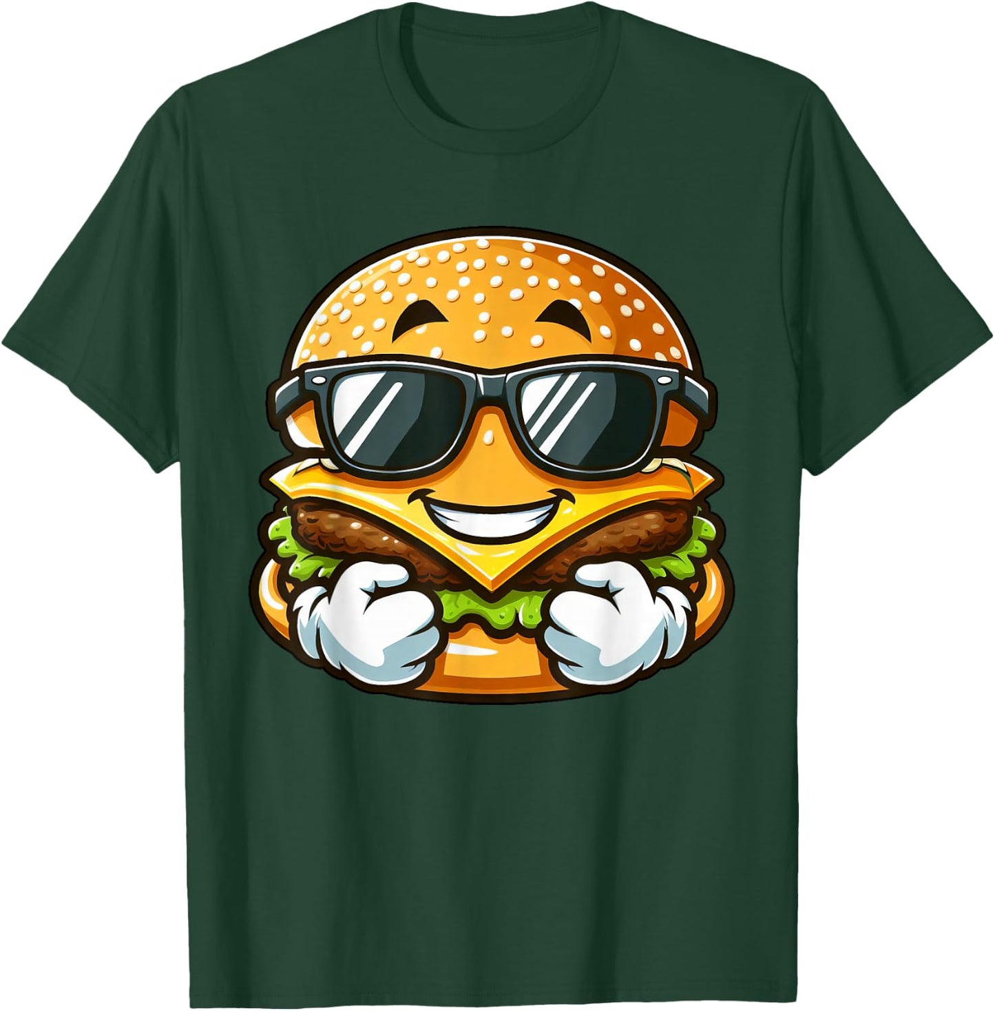 Cool Hamburger Cheeseburger with Sunglasses T-Shirt - T-Shirt | Forest