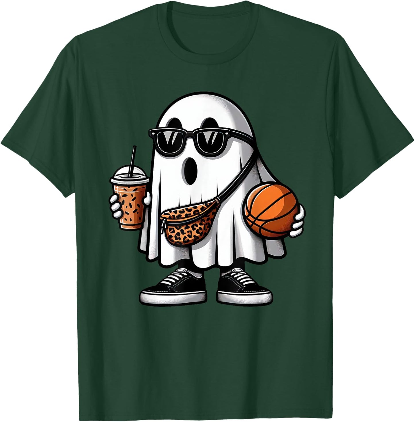 Funny Basketball Ghost Halloween Kids T-Shirt - T-Shirt | Forest