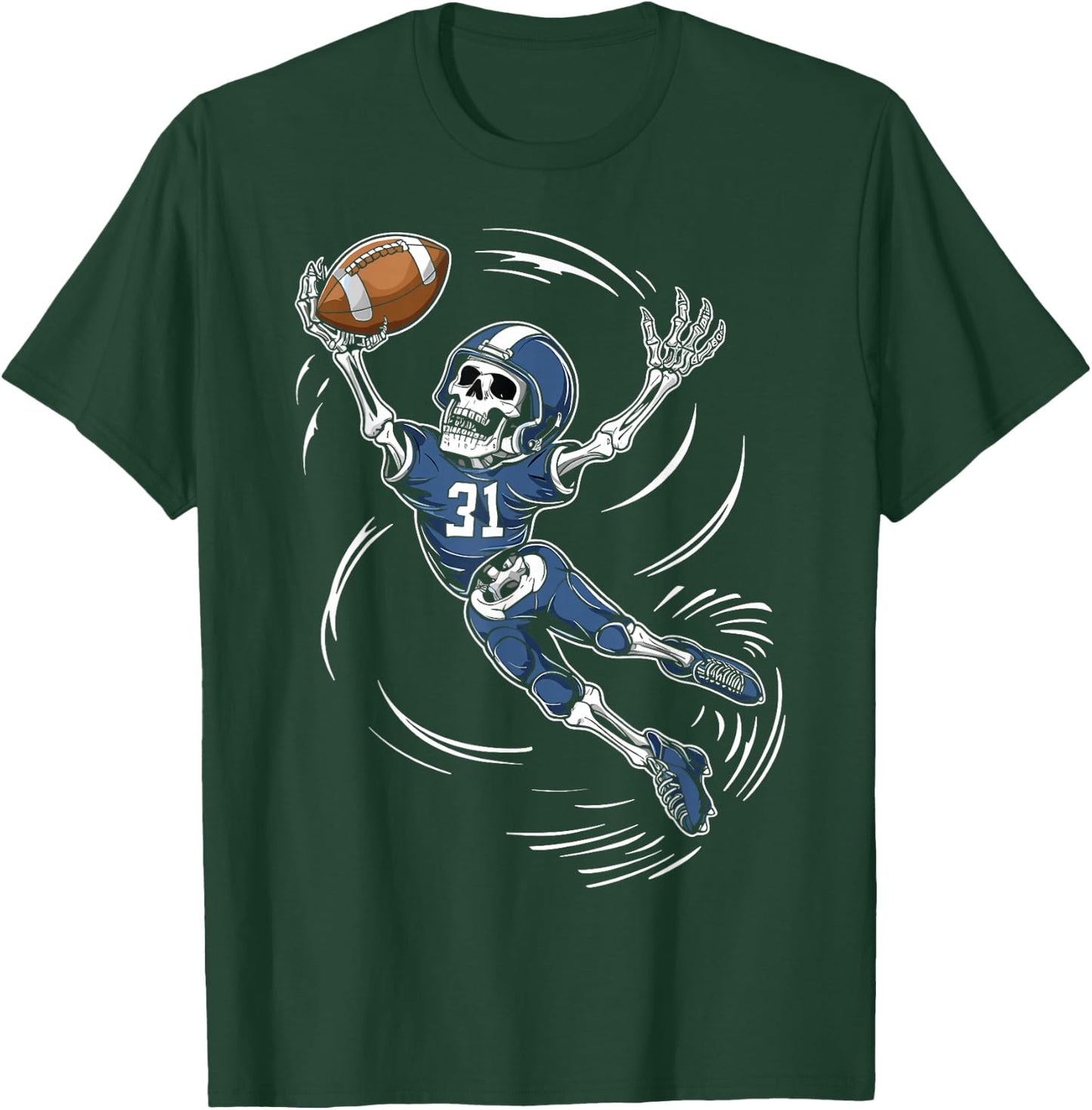 American Football Skeleton Halloween Men Boys Football Fan T-Shirt - T-Shirt | Forest