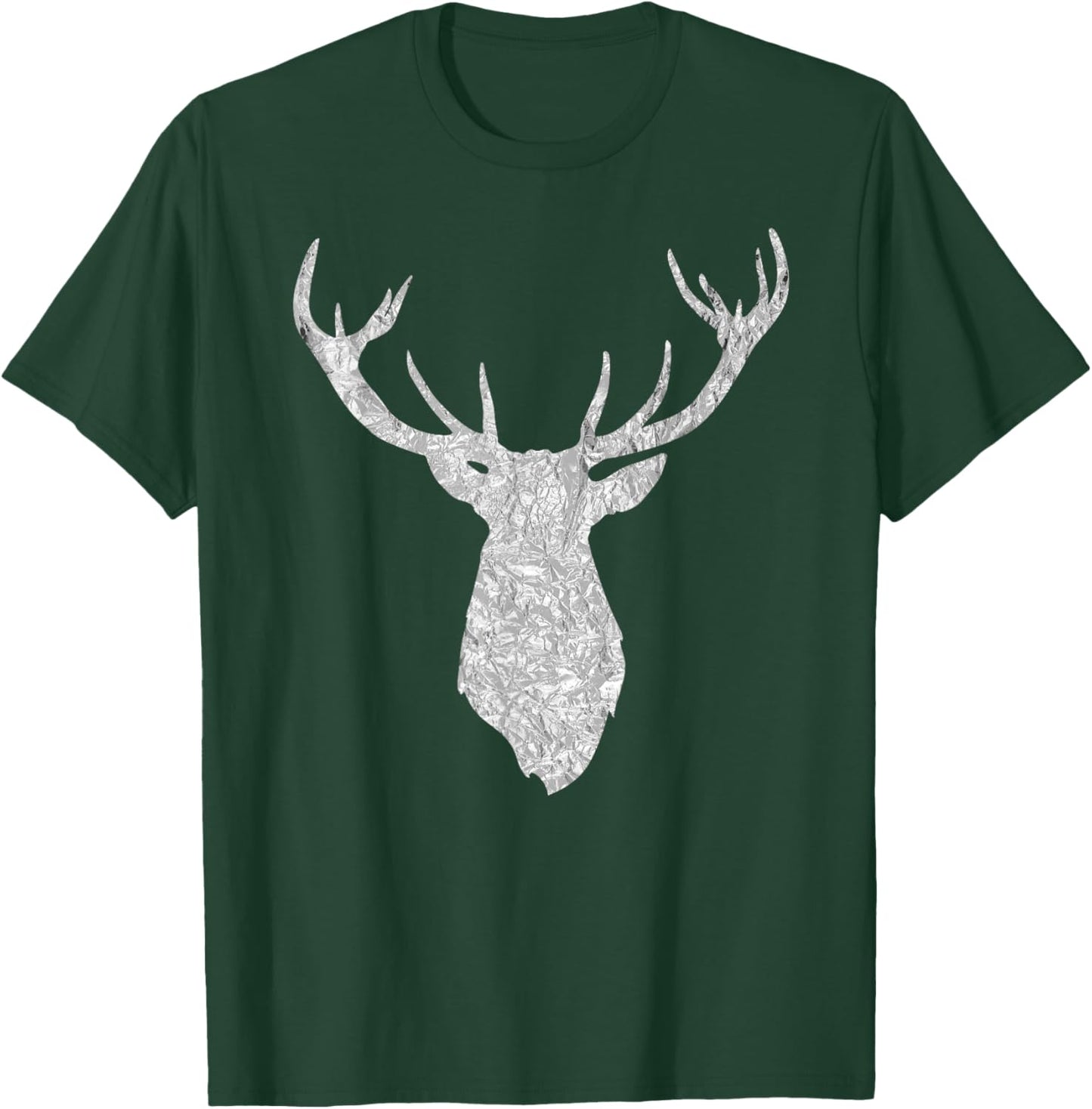 Buck Stag Deer Head Antlers Silver Gray Silhouette T-Shirt - T-Shirt | Forest