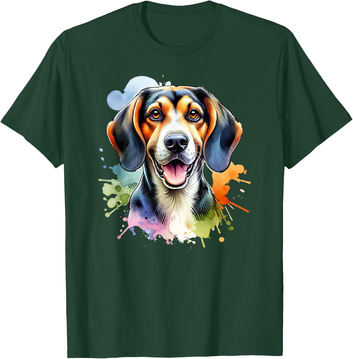 Treeing Walker Coonhound Dog Watercolor Artwork T-Shirt - T-Shirt | Forest