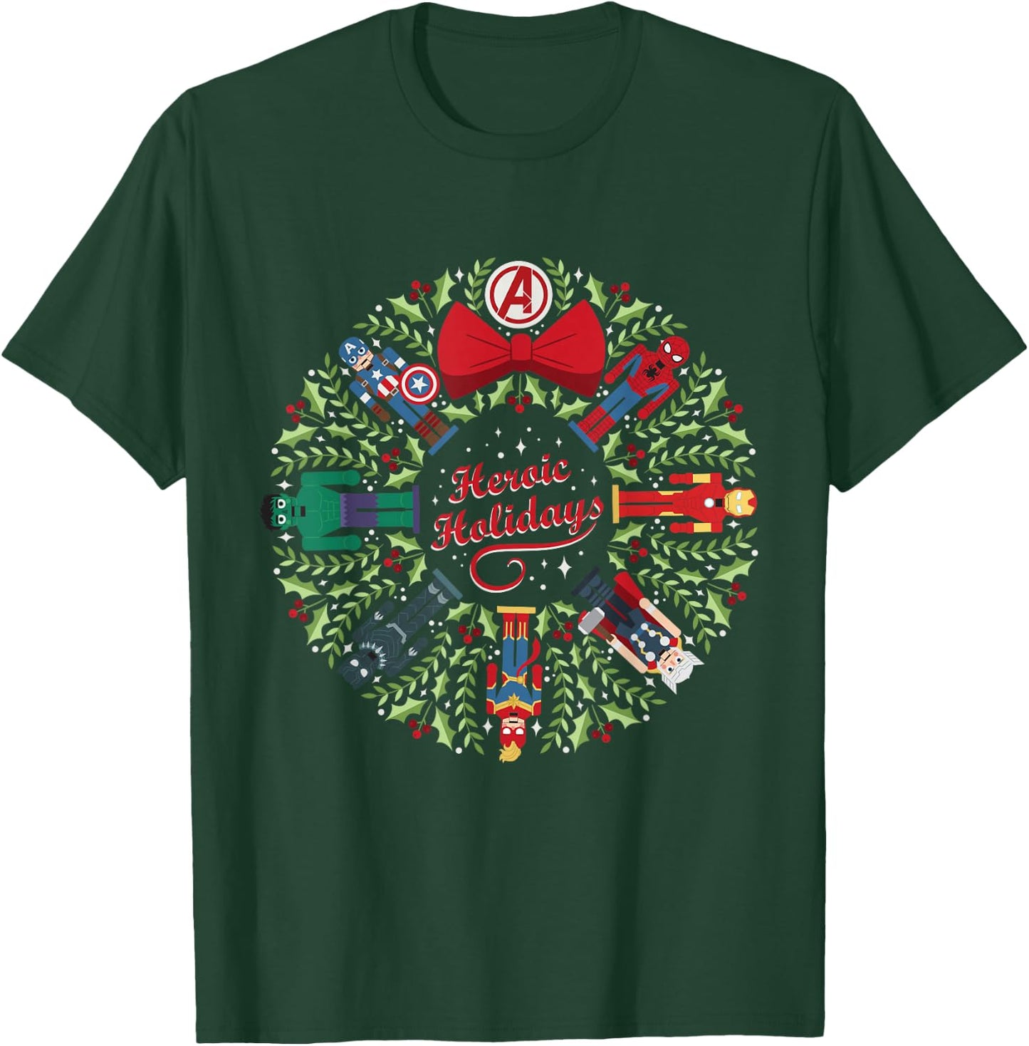 Marvel Christmas Avengers Nutcrackers Wreath Heroic Holidays T-Shirt - T-Shirt | Forest