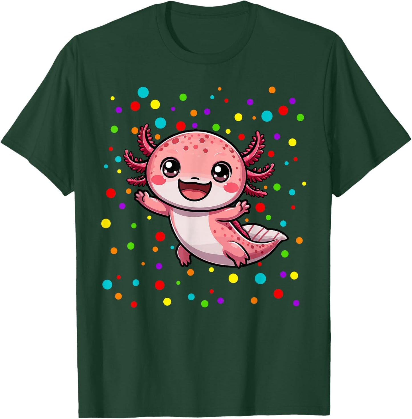 Funny Axolotl Lovers Polka Dot Happy Dot Day Girls Boys Kids T-Shirt - T-Shirt | Forest