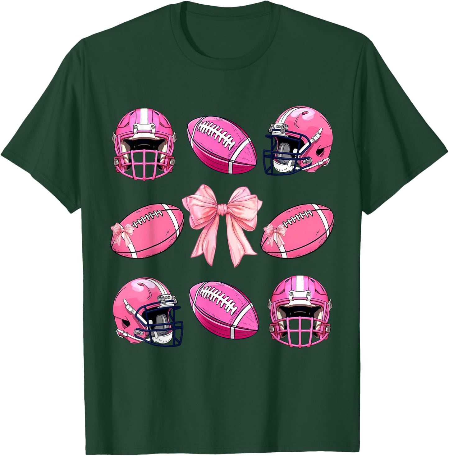 Cute Pink football coquette bow shirt Esthetics Women Girl T-Shirt - T-Shirt | Forest