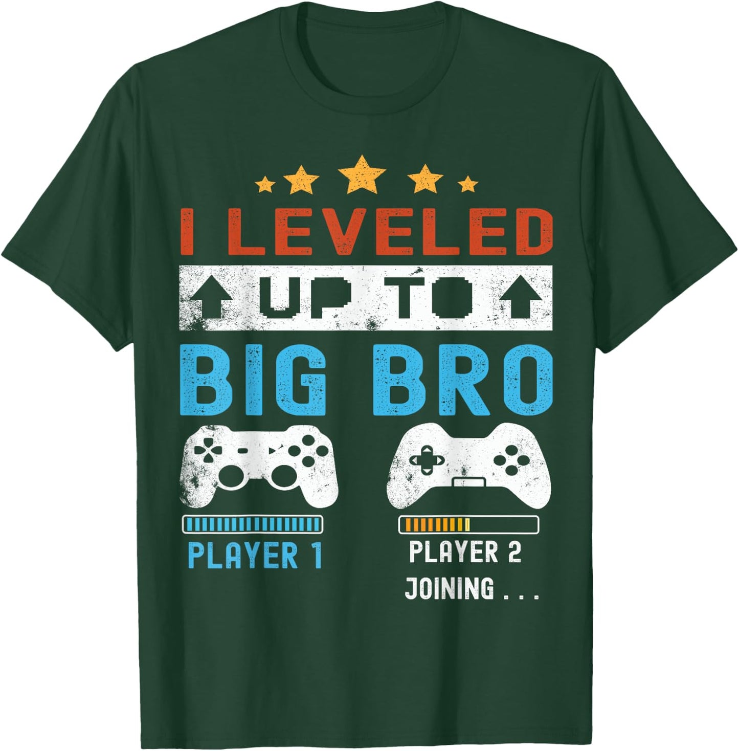 I leveled up to Big Bro! Gamer Big Brother 2025 Boys Vintage T-Shirt - T-Shirt | Forest