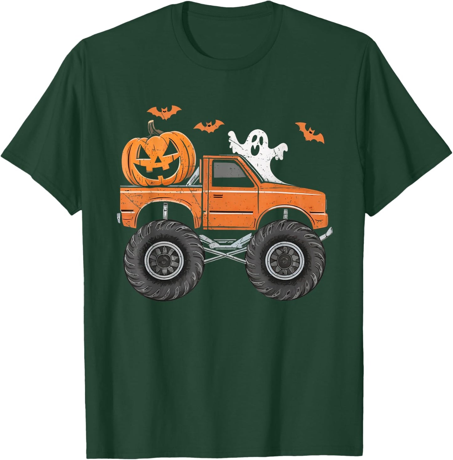Ghost Truck Moon Pumpkin Toddler Boys Halloween Teens Kids T-Shirt - T-Shirt | Forest