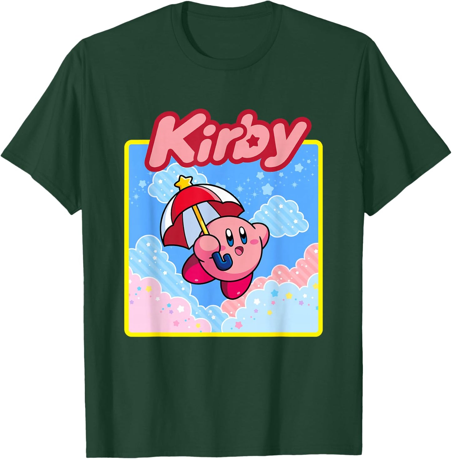 Kirby Pastel Pink & Blue Cloudy Big Character Portrait T-Shirt - T-Shirt | Forest