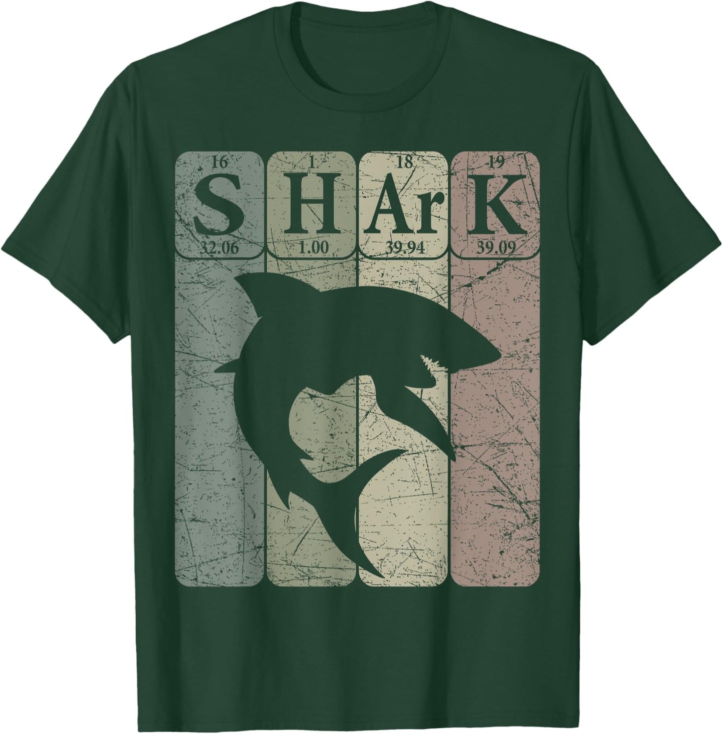 Shark Periodic Table Elements Retro Shark Selachimorphaphile T-Shirt - T-Shirt | Forest