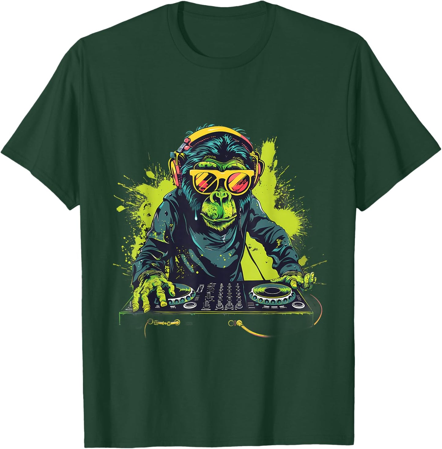 DJ Monkey Splash Monkey DJ Turntable DJ Monkey House Music T-Shirt - T-Shirt | Forest