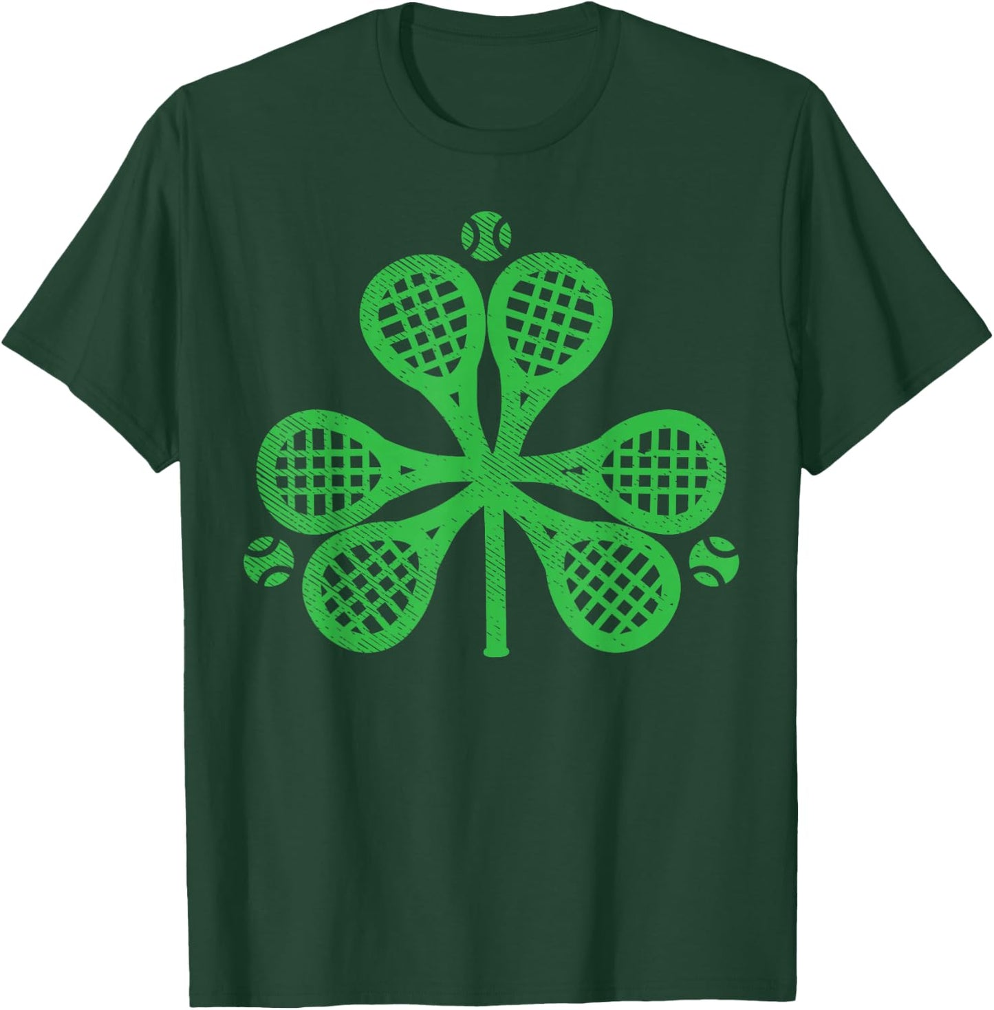 Tennis Shamrock Clover St Patricks Day Player Coach Gift T-Shirt - T-Shirt | Forest
