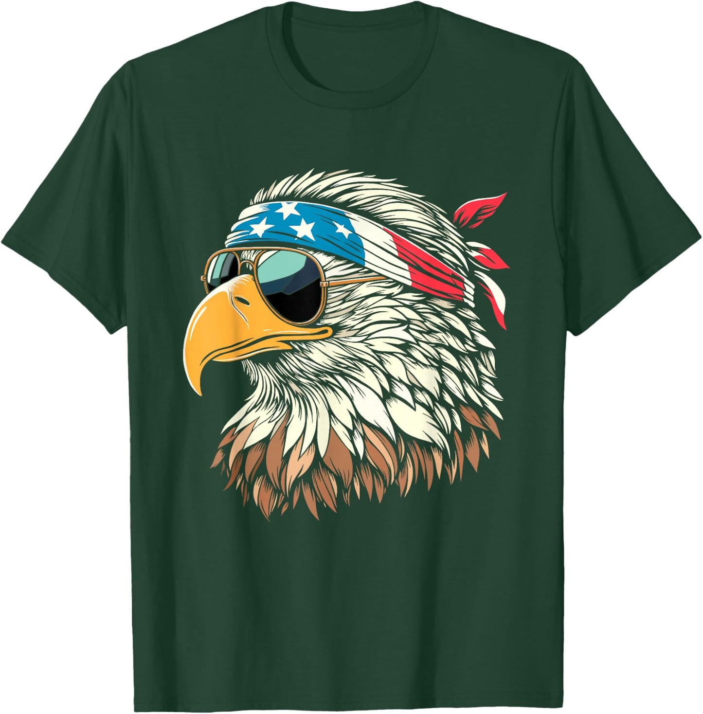Bald Eagle 4th of July USA American Flag Patriotic Men Women T-Shirt - T-Shirt | Forest