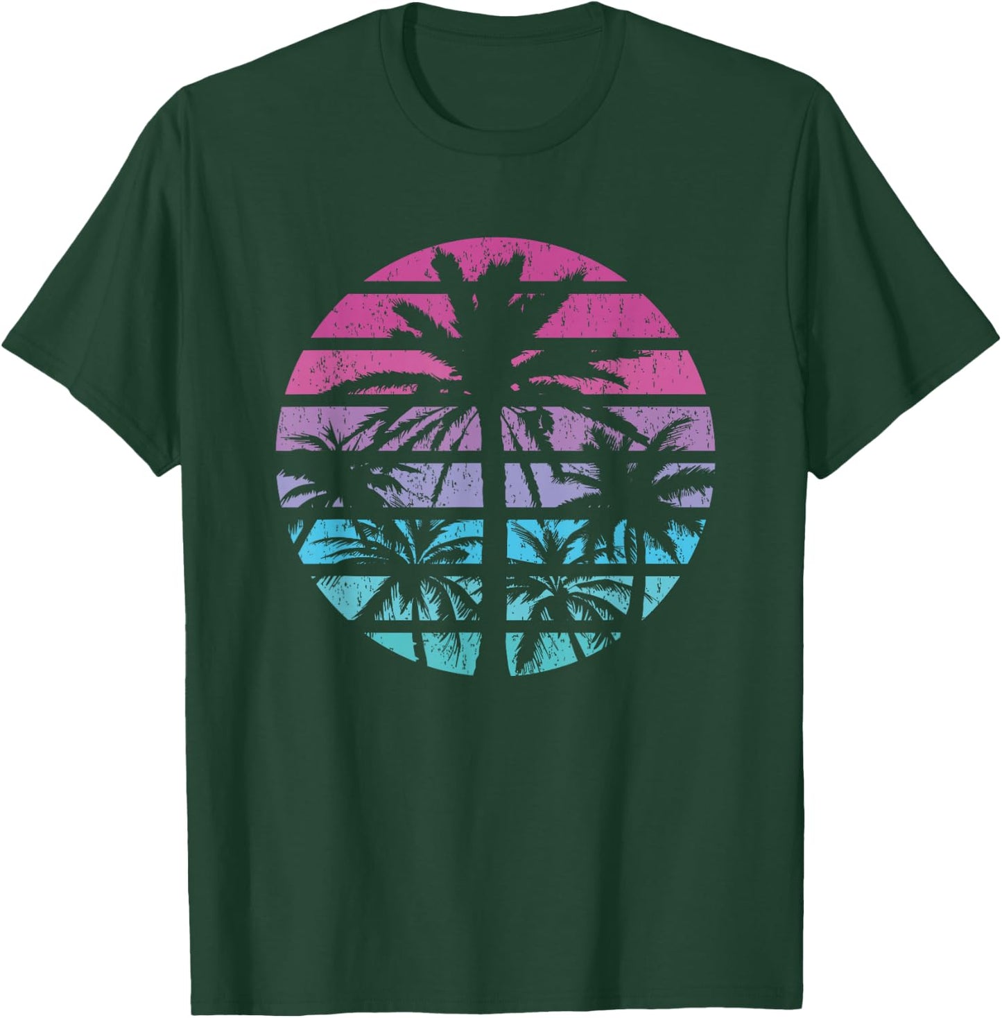 Palm Tree Retro Sunset Summer Beach Vintage Tropical Graphic T-Shirt - T-Shirt | Forest