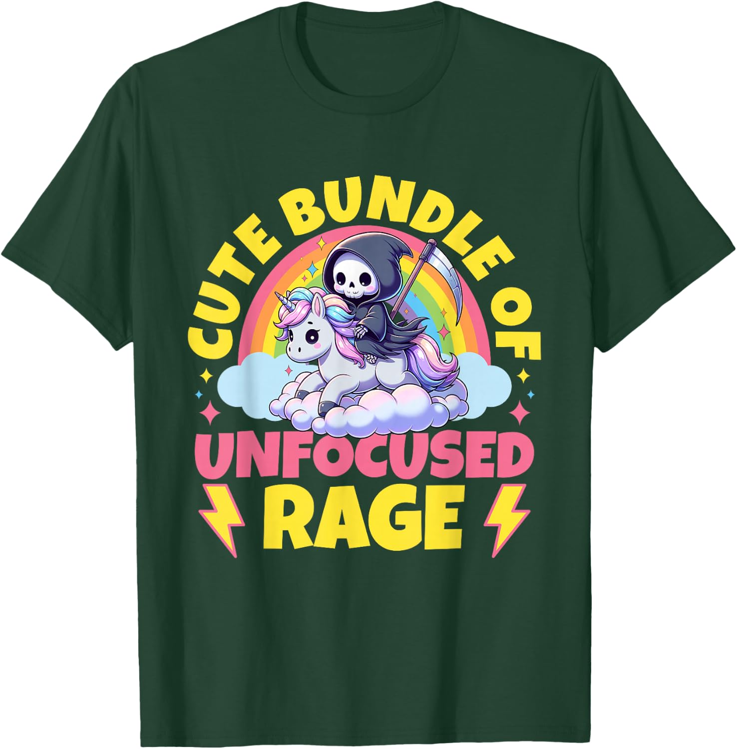 Cute Bundle Of Unfocused Rage Goth Mystical Gothic Unicorn T-Shirt - T-Shirt | Forest