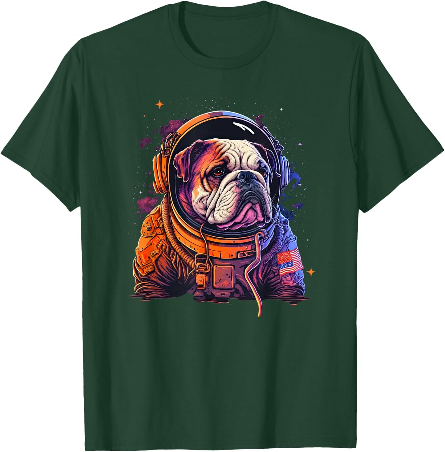Funny Bulldog Dog Astronaut In the Space Men Women Kids T-Shirt - T-Shirt | Forest