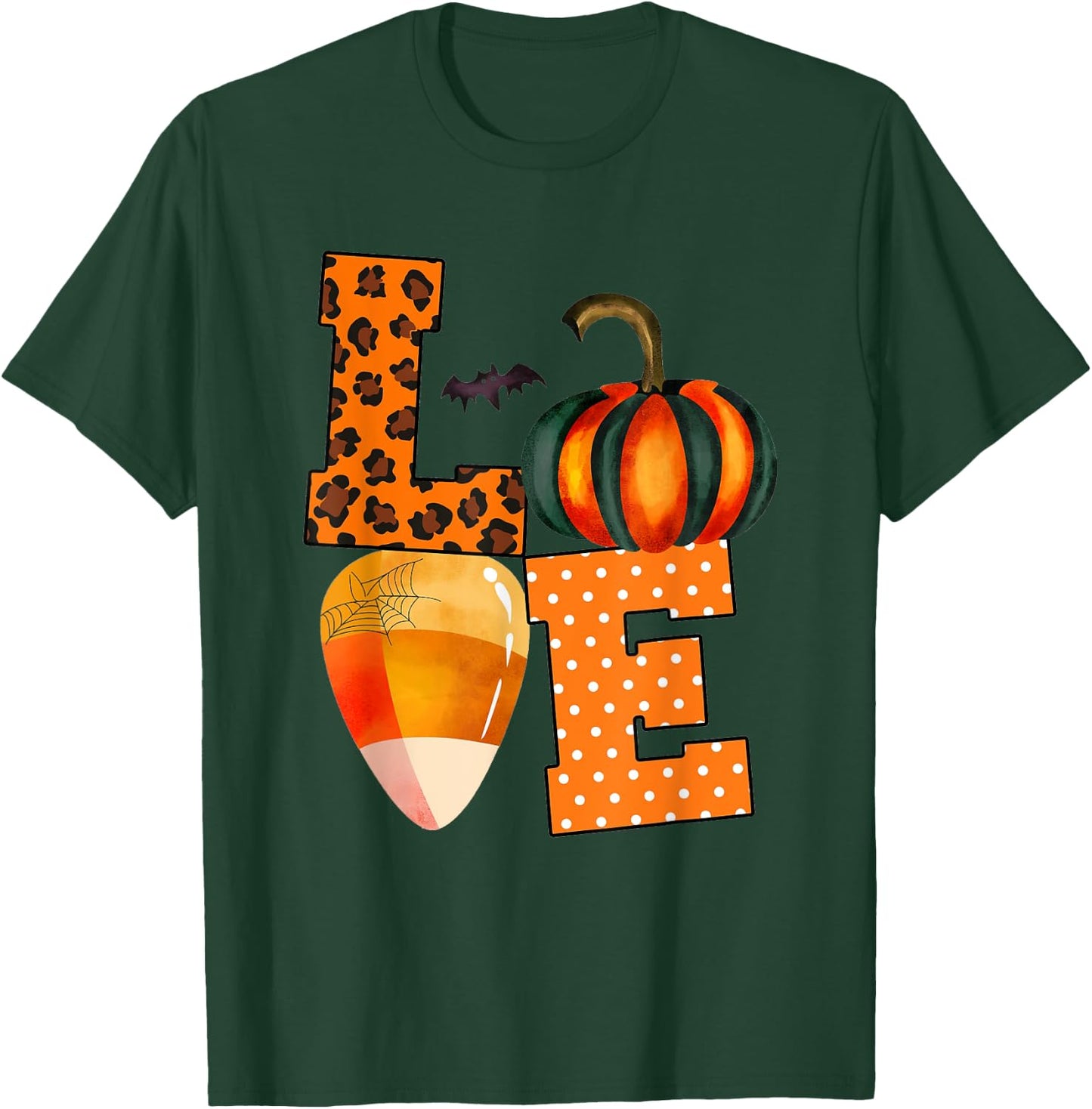 Love Candy Corn And Pumpkin Halloween Costume Gifts T-Shirt - T-Shirt | Forest