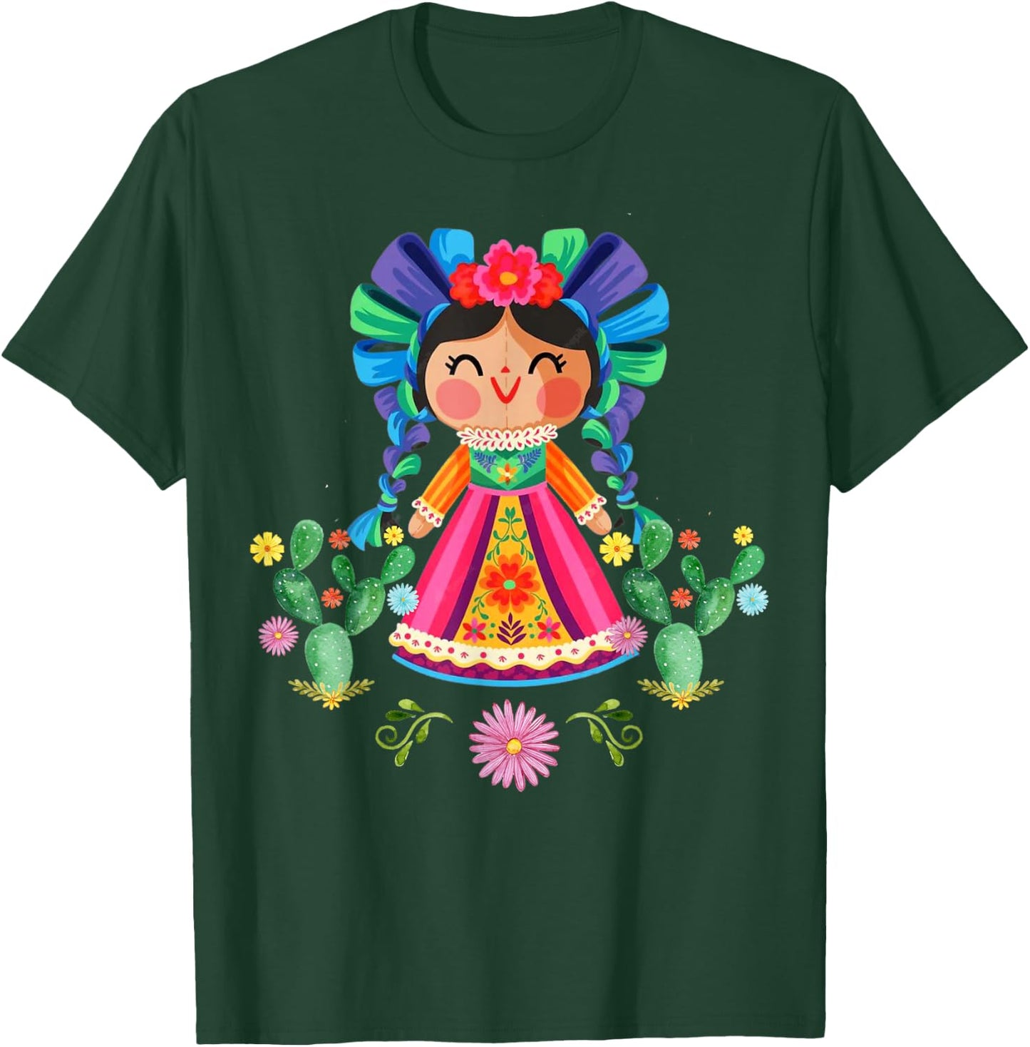 Mexican Handmade Lele Dolls T-Shirt - T-Shirt | Forest