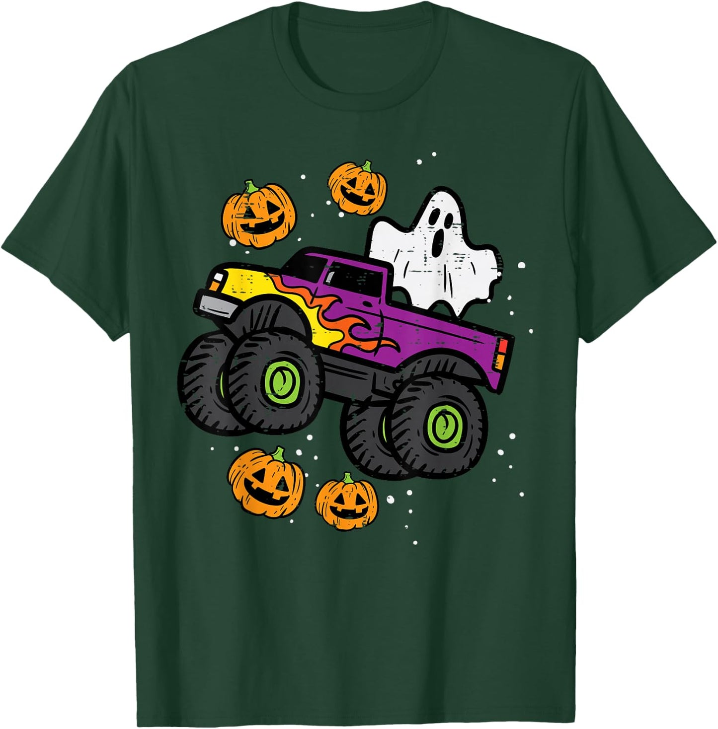 Halloween Ghost Monster Truck Costume Toddler Boys Kid Youth T-Shirt - T-Shirt | Forest