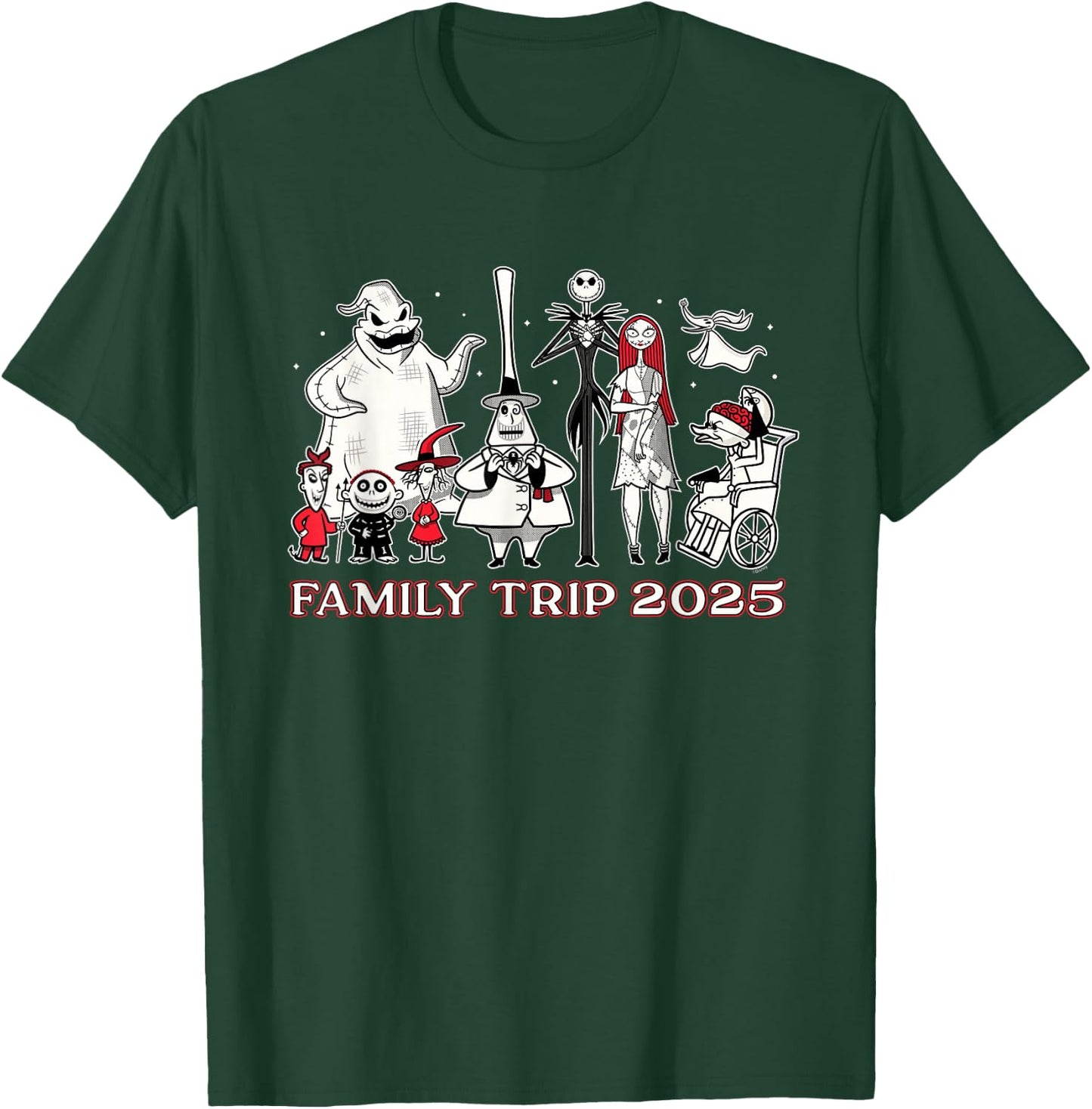 Disney The Nightmare Before Christmas B&W&R Family Trip 2025 T-Shirt - T-Shirt | Forest