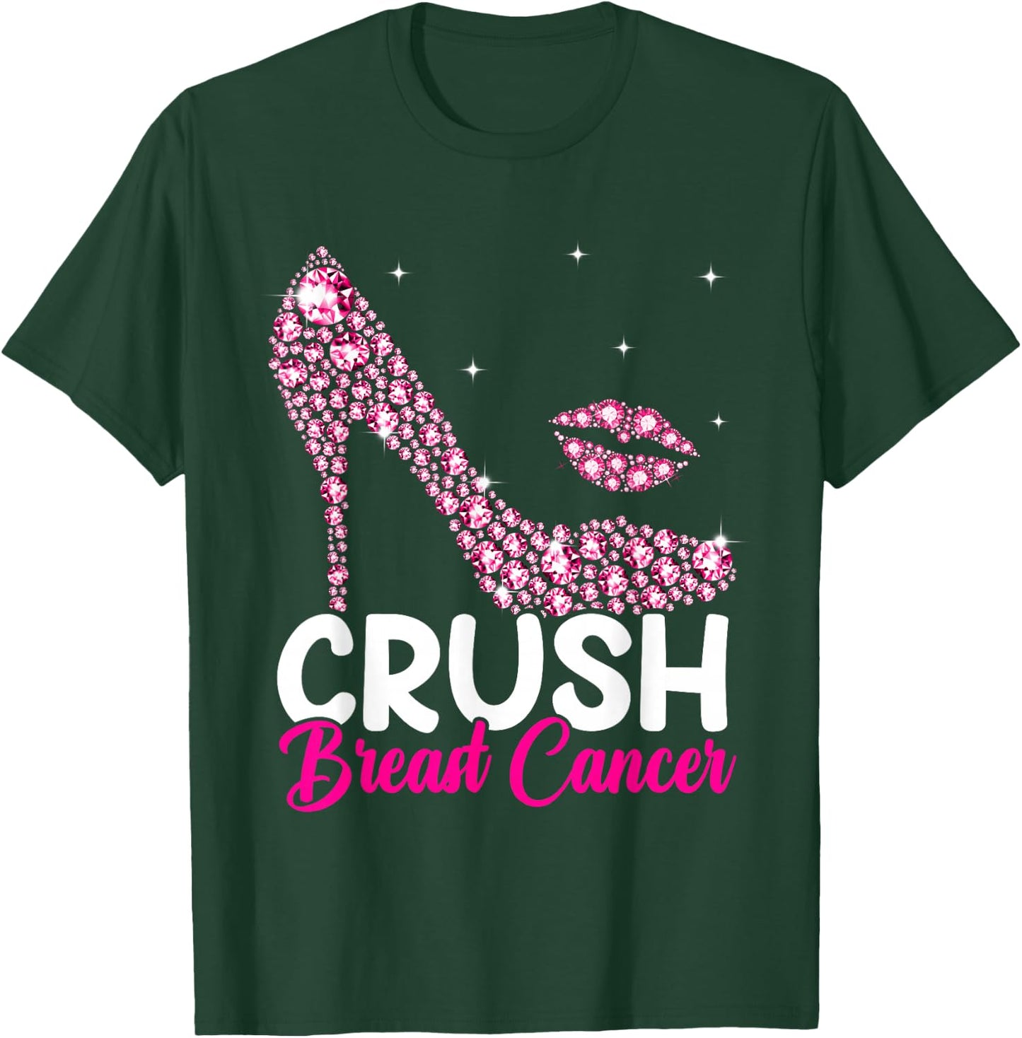 Crush Breast Cancer Awareness High Heel Pink Ribbon Women T-Shirt - T-Shirt | Forest