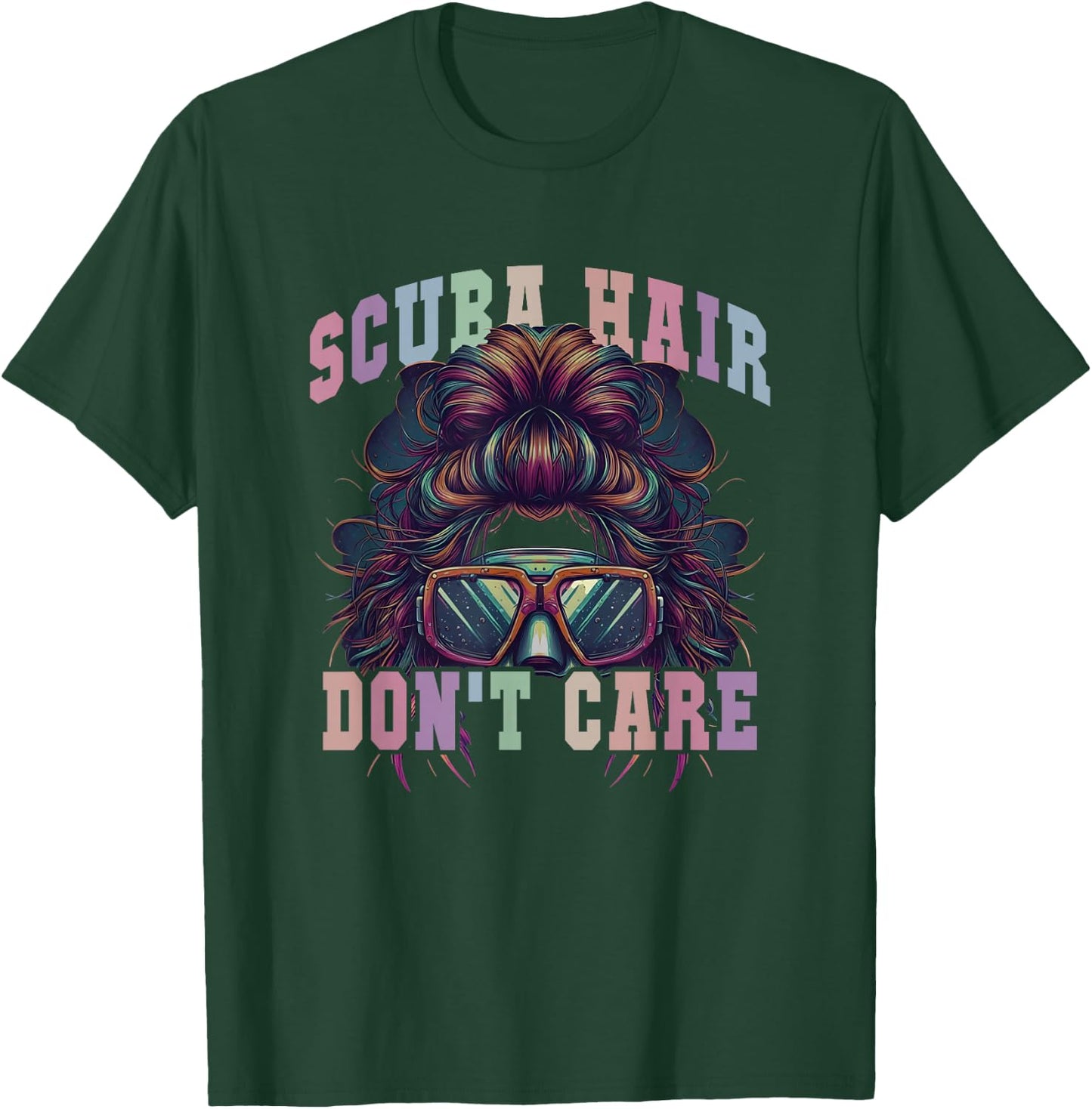 Cute SCUBA HAIR DON'T CARE Dive Squad Buddies Instructor Mom T-Shirt - T-Shirt | Forest