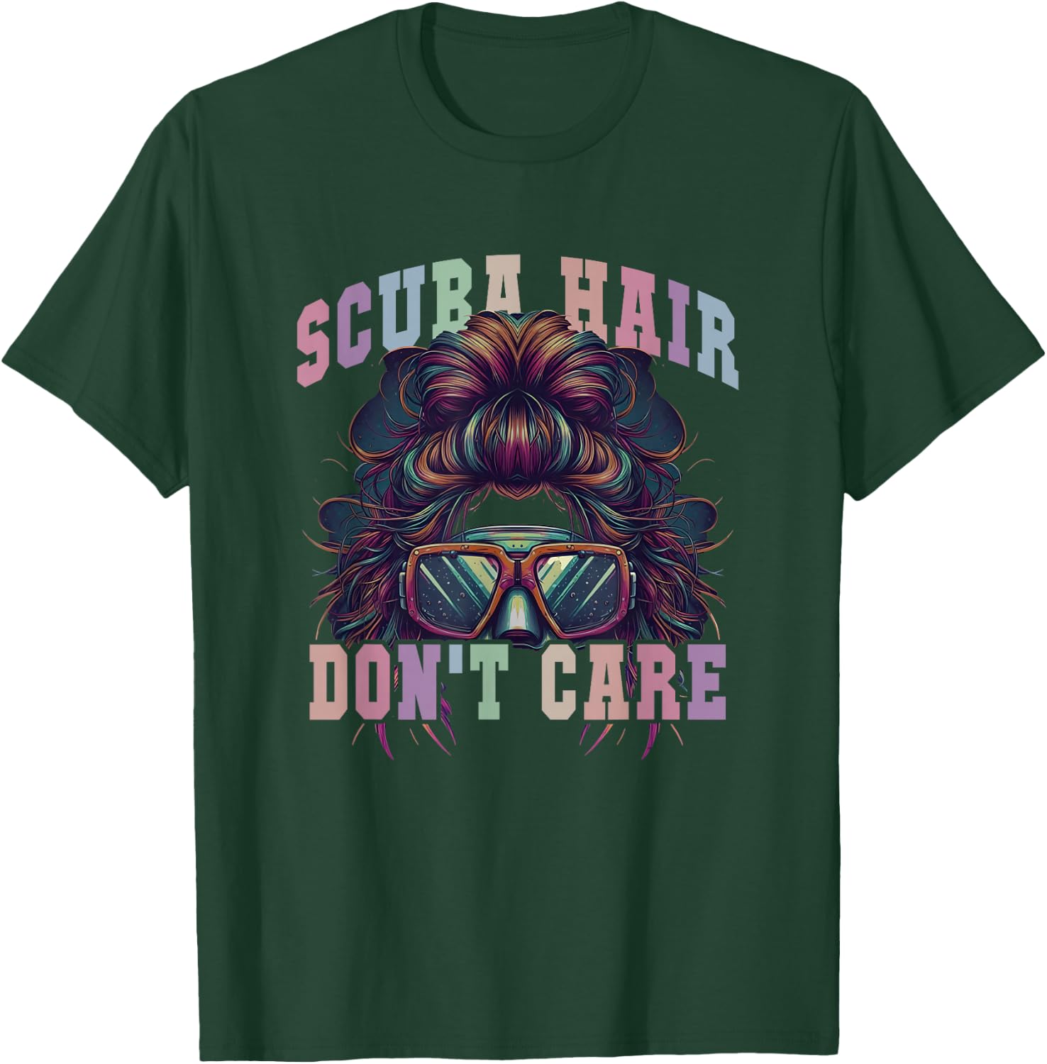 Cute SCUBA HAIR DON'T CARE Dive Squad Buddies Instructor Mom T-Shirt - T-Shirt | Forest