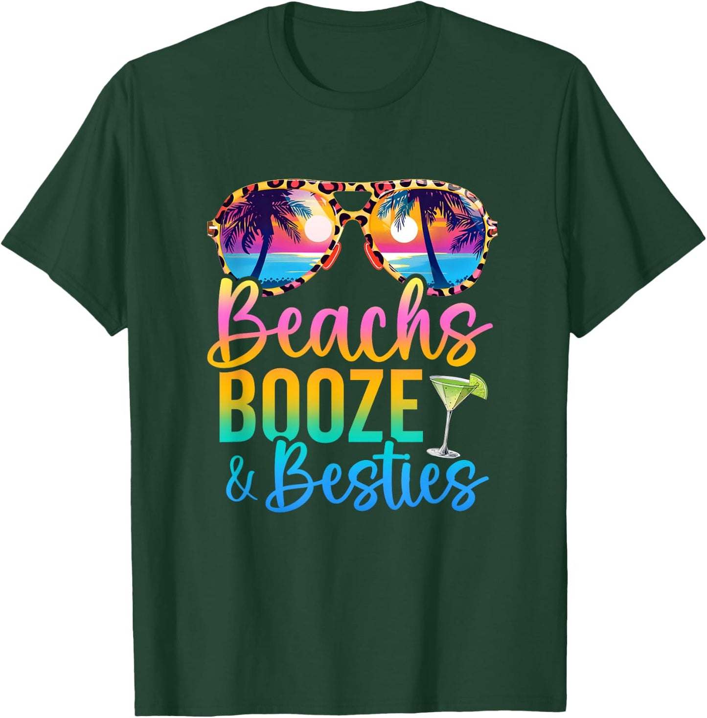 Girls Trip 2025 Funny Matching Beaches Booze Besties T-Shirt - T-Shirt | Forest