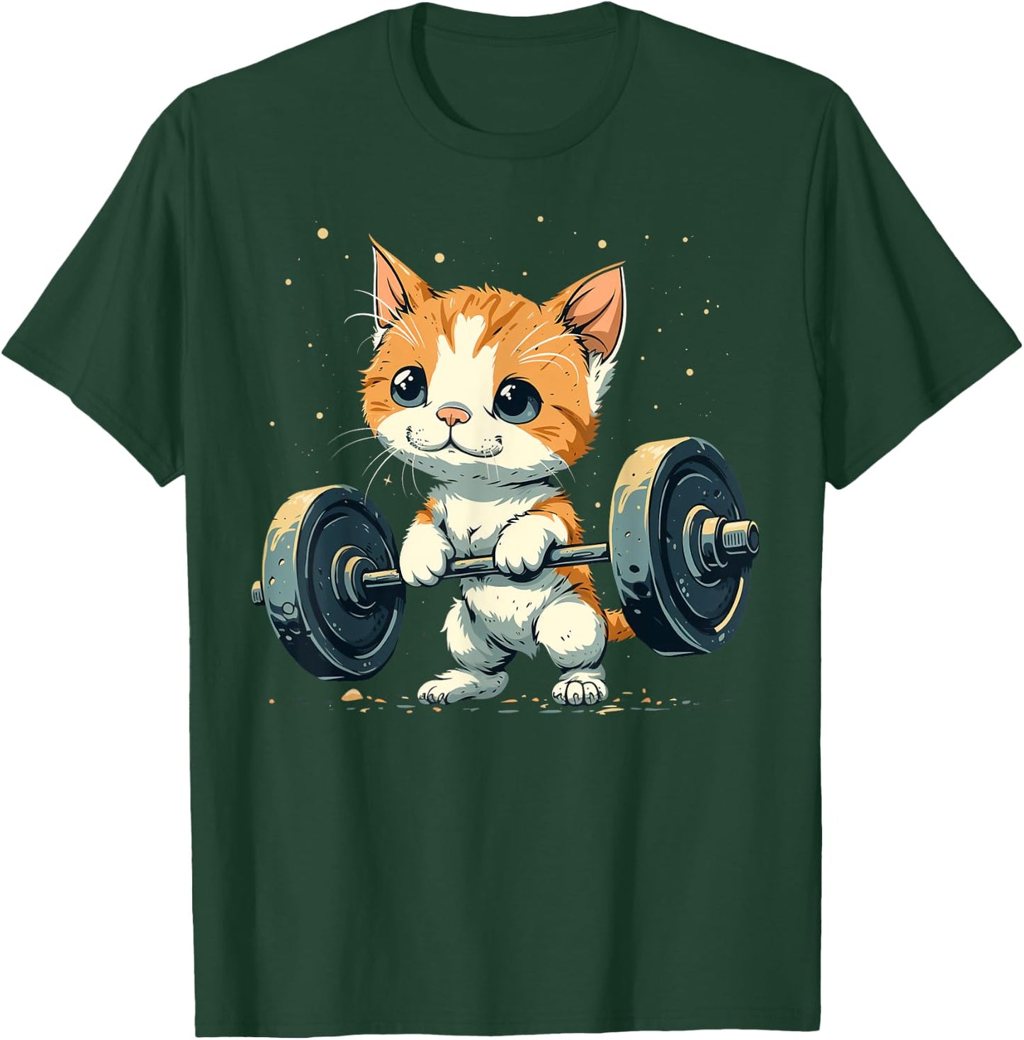 Weightlifter Cat on Weightlifting Men Women Kids T-Shirt - T-Shirt | Forest