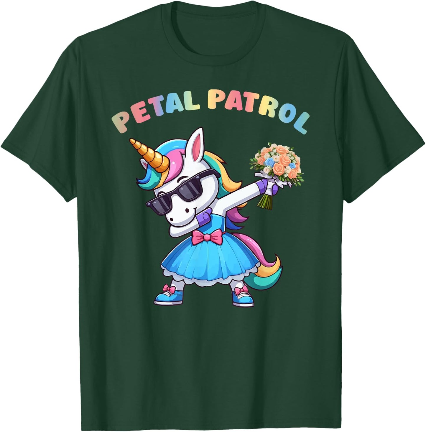 Wedding Petal Patrol Flower Girl Unicorn Bridesmaid T-Shirt - T-Shirt | Forest