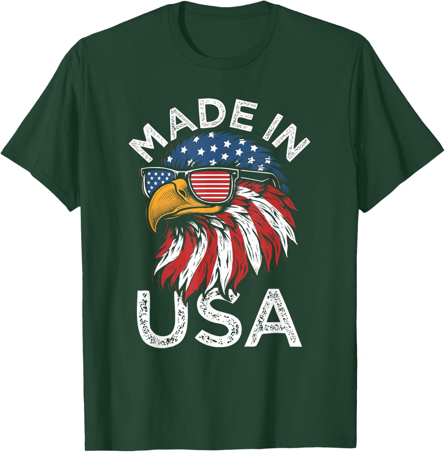 Funny Made In USA Eagle American Flag Sunglasses 4th of July T-Shirt - T-Shirt | Forest
