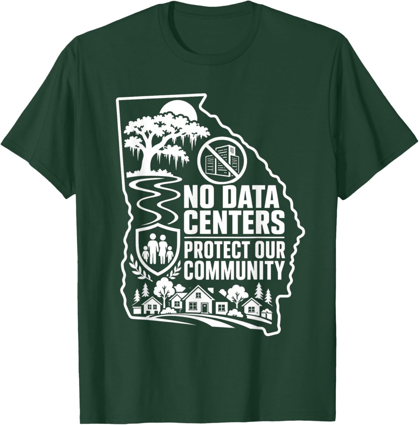 No Data Centers Protect Our Community Retro T-Shirt - T-Shirt | Forest