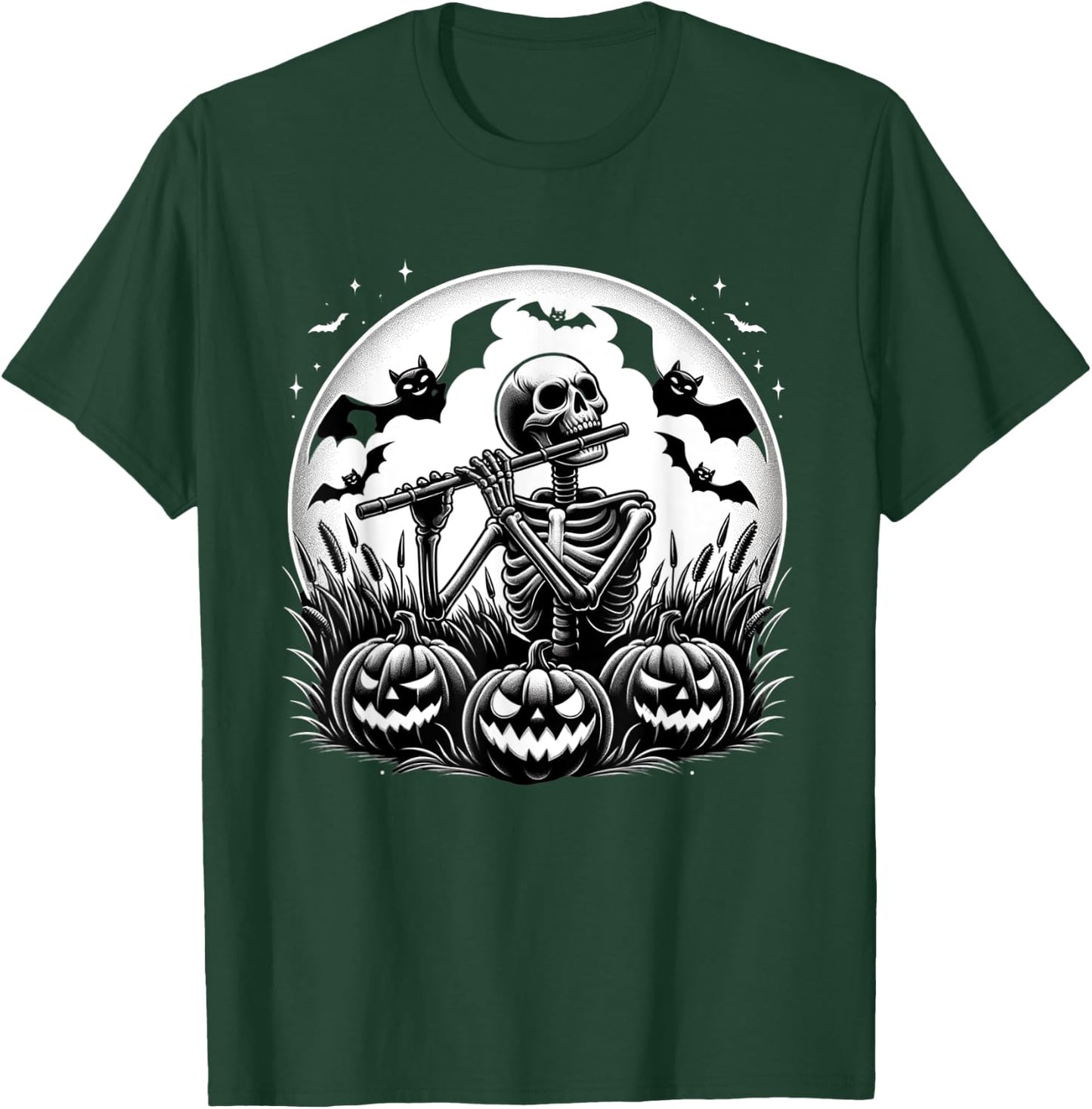 Funny Flute Skeleton Flutist Halloween Kids T-Shirt - T-Shirt | Forest