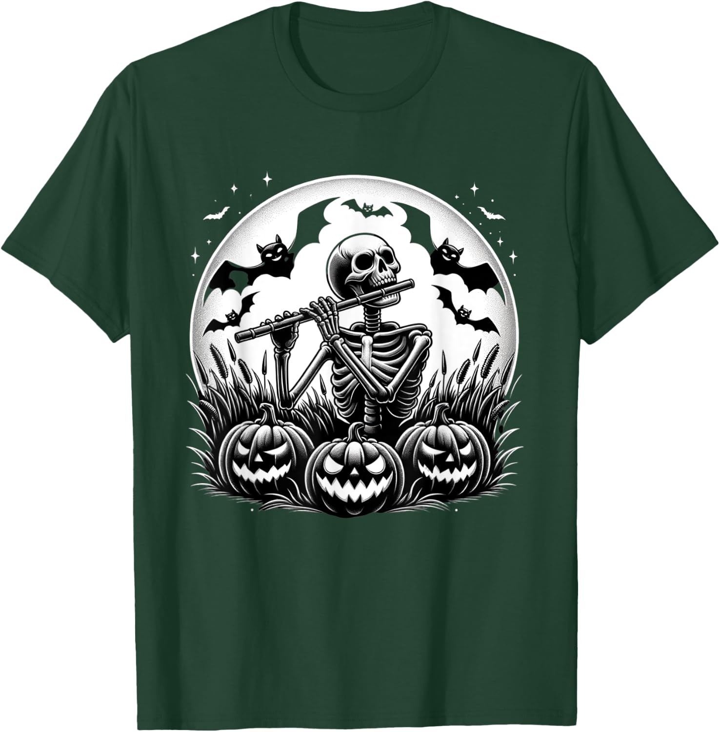 Funny Flute Skeleton Flutist Halloween Kids T-Shirt - T-Shirt | Forest