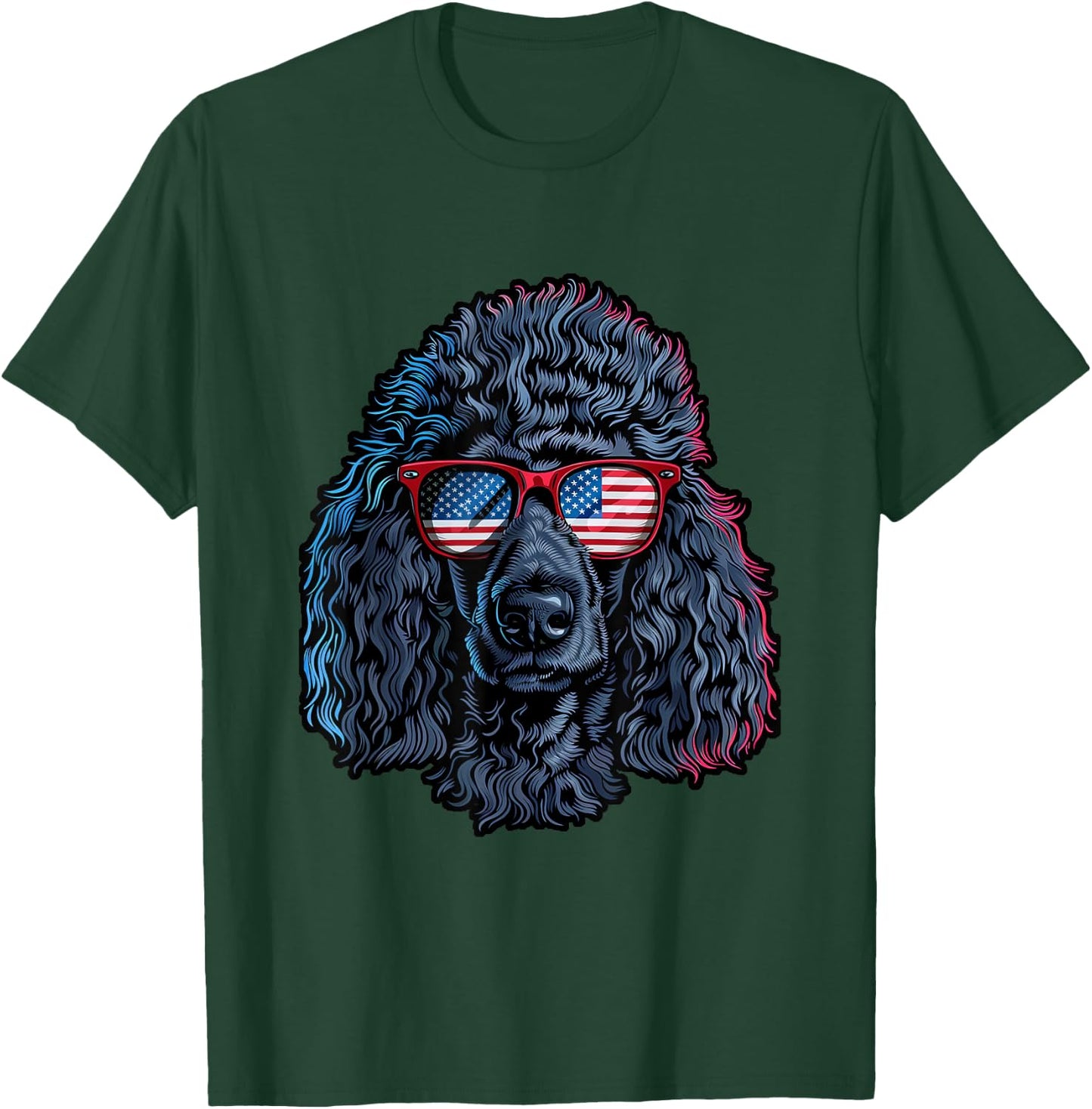 Poodle with American Sunglasses T-Shirt - T-Shirt | Forest