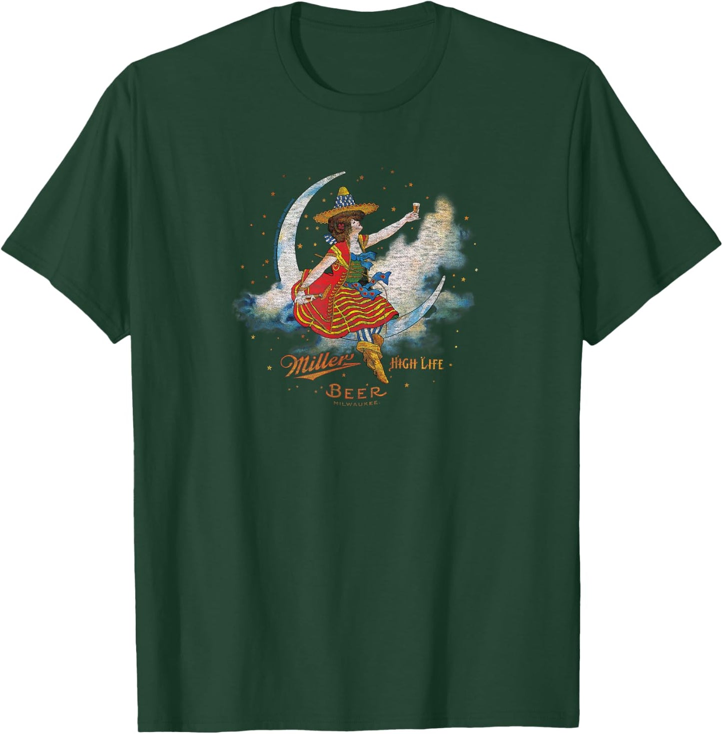Miller High Life - Celestial Girl in The Moon Milwaukee Beer T-Shirt - T-Shirt | Forest