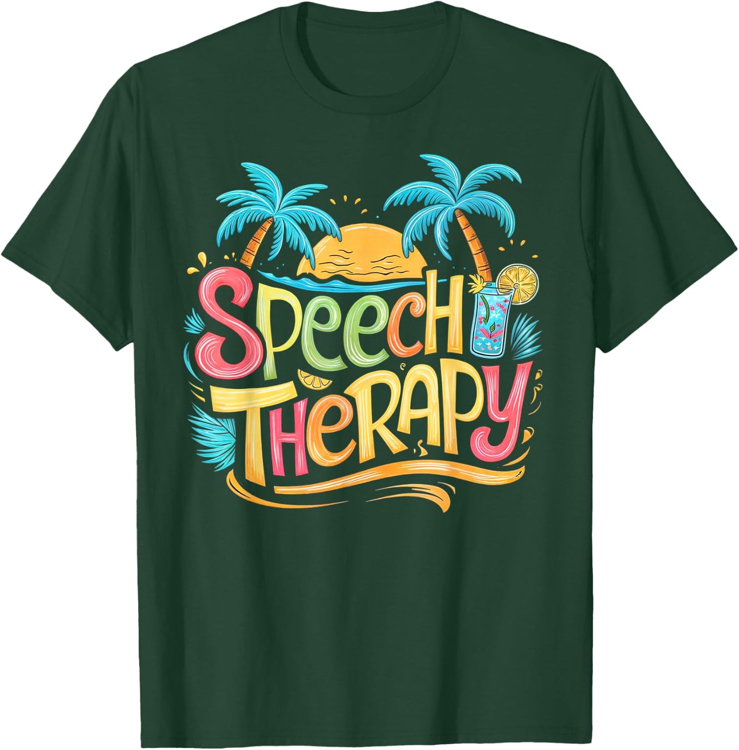 Speech Therapy SLP Beach Vacation Spring, Summer Therapist T-Shirt - T-Shirt | Forest