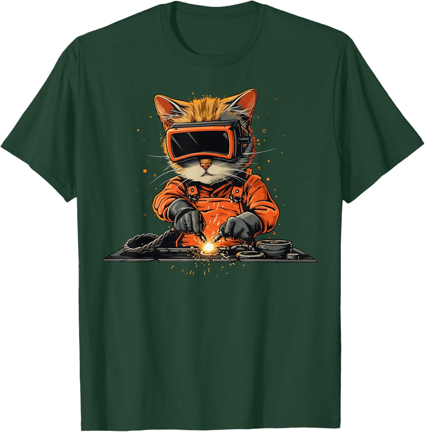 Funny Cat Welder T-Shirt - T-Shirt | Forest